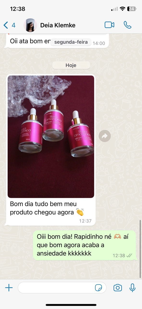 Sérum Facial Rosa Mosqueta Amazônica - Depoimento